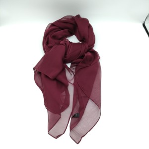 Wine Red Thin Large Silk Scarf